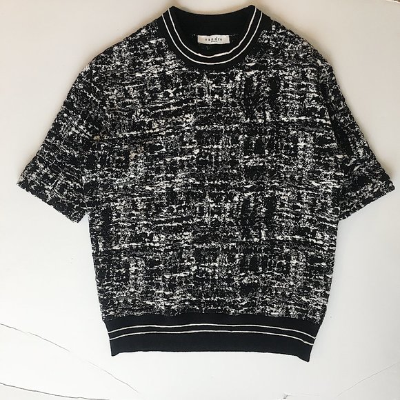 Sandro Black/White Banded Top - Picture 1 of 5
